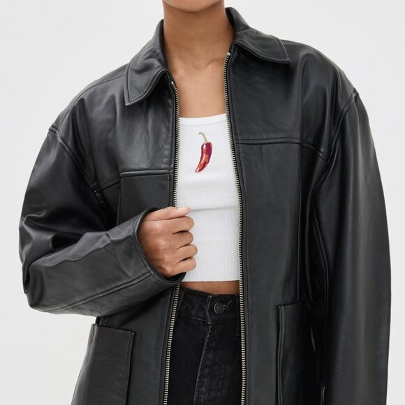 Reformation x Veda Bennett Oversized Leather Bomber - Picture 2 of 5